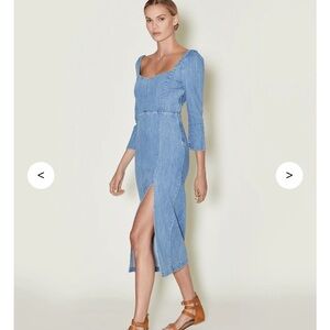 Le Jean Tallulah Body-con Denim Midi Dress Large